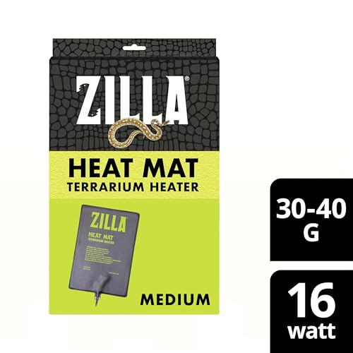Zilla Heat Mat, Terrarium Heater for Reptiles, Snakes (Ball Pythons, Corn Snakes), Leopard Geckos, Tortoises, Amphibians and Arachnids, Medium, Fits 30-40 Gallon, 16 Watt - size: Medium