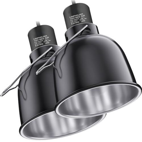 Happy Herps Reptile Light Fixture, 2 Packs 5.5 Inch Deep Dome Lampshade, Reptile Heat Lamp Fixture with Separate Switches Fit for UVB Bulb Basking Heat Bulb for Reptile Glass Terrariums - size: 5.5IN-2 Pack