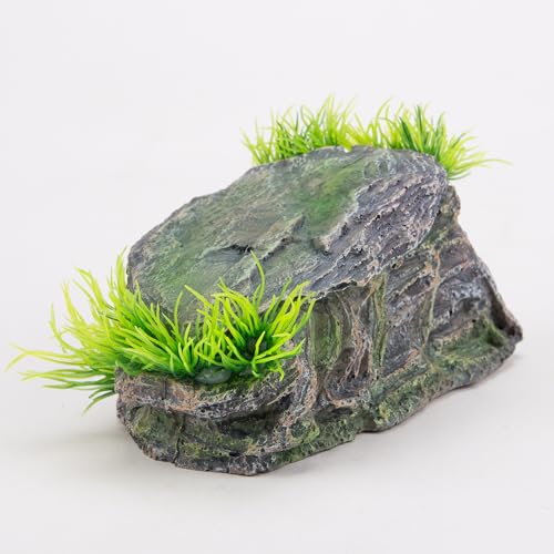 KOOBOOK 1Pcs Creative Resin Rock Cave for Aquarium Decor Amphibians Spiders Frogs Funny Hiding Spot in Fish Tank Reptile Simulation Rock Cave Terrarium Turtle Hideout