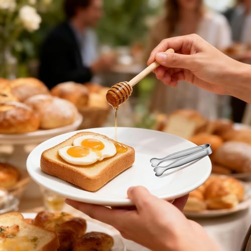 6 Pcs Mini Serving Tongs, 4.3 Inch Heart-Shaped Small Ice Tongs, Food Grade Stainless Steel Silver Tongs for Sugar Cube, Appetizers, Dessert, Tea Party, Home Kitchen, Coffee Bars, Dishwasher Safe - color: Silver-6pcs, size: 4.3inch