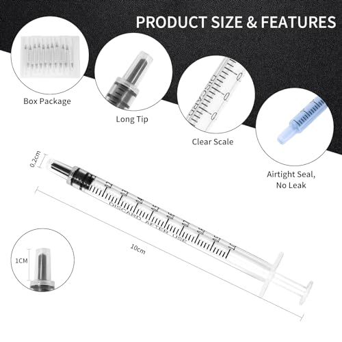 20 Pack 1ml Syringe for Liquid, 1cc Plastic Small Syringes for Scientific Labs, Measuring Liquids, Feeding Pets, Medical Student, Oil or Glue Applicator, Non-Sterile, No Needle - size: 1ml Syringes-20pcs
