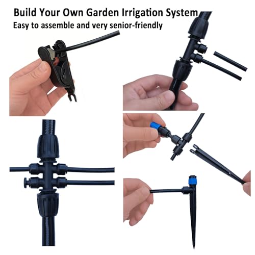 Drip Irrigation Kit for Garden,Main ID 1/2inch 16.5Ft and 1/4inch 96Ft Water Hose, Watering System Sufficient Water Pressure, Irrigation Dripper Waterflow Evenly Easy DIY - size: S6
