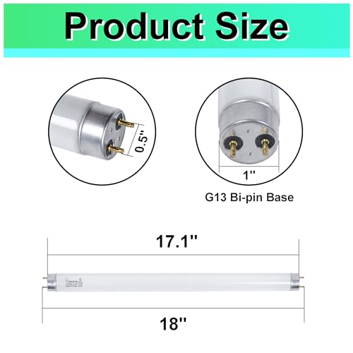 18 Inch T8 15 Watt Black Light Bulbs, F15T8/BL Fluorescent Lamp for 30W Machine, Black Light Bulbs, 365-nm Black Light, G13, 4 Pack