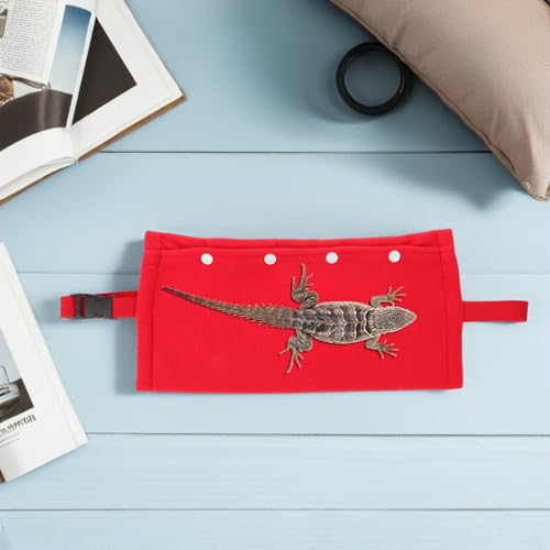 Portable Reptile Sling Bag for Travel Breathable Red Reptile Pet Carrier with Adjustable Strap for Small Animals Like Bearded Dragon, Chameleon, Guinea Pig, and Chinchilla