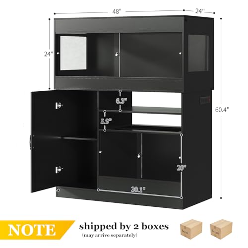 Dual Reptile Tank with Stand 120 Gallon & 60 Gallon Reptile Enclosure Terrarium with Power Outlet for Bearded Dragons Snakes Lizards Chameleon Gecko Tank Sliding Acrylic Doors Mesh CAGE004H - color: Black