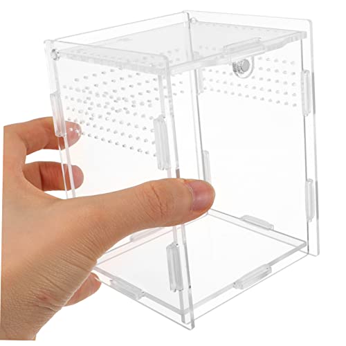 BESPORTBLE Clear Acrylic Reptile Breeder Box with Ventilation Transparent Terrarium for Spiders Geckos and Pets Reptile Feeding and Storage Case - size: 10x8cm