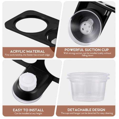 Cabilock Reptile Suction Cup Feeder Bowl Set with 10 Hanging Feeding Dishes, Dual-Compartment Water and Food Containers for Terrarium Use, Suitable for Lizards, Geckos, and Turtles