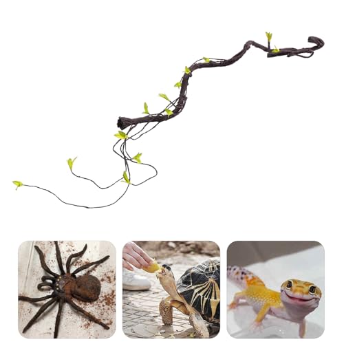 Garneck Simulation Climbing Plant Vine for Reptile Habitat, Bendable Artificial Rattan Vine with Soft Leaves 100cm, Plastic Pet Box Landscape Decor for Tropical Terrarium