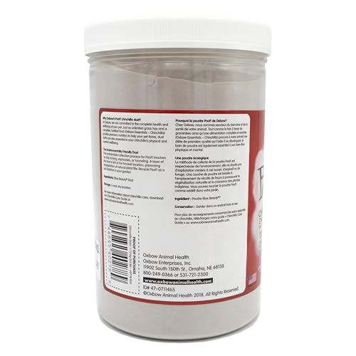 Oxbow POOF! Chinchilla Dust Bath,100% Natural Blue Beauty Dust for Chinchillas, Degus, Gerbils, and Hamsters, Small Animal Grooming, Natural Dusting Powder, 2.5 lbs Jar - size: 2.5 Pound (Pack of 1)
