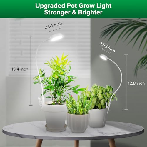 SANSI Grow Light for Indoor Plants, Clip-on LED Full Spectrum Plant Lamp with 4-Level Dimmer, Auto On/Off Timer (3/6/12 Hrs) - White, 10W 1-Pack - size: 1-Pack