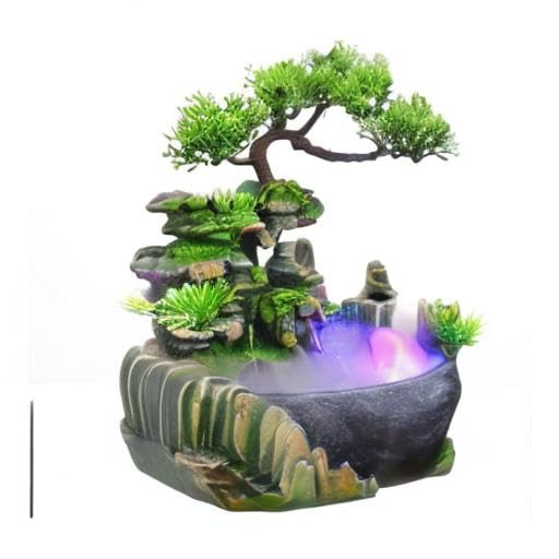 Indoor Tabletop Fountains , Rockery, Water, Waterfall, Plants, Desktop Fountain, atomizing humidifier Fountain, Home Office Desktop Decorations, Automatic Pump with Power Switch