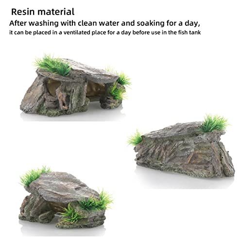 Betta Fish Hideout Cave Aquarium Rock Decor for Small Tank – 5.5 x 2.9 | Shelter for Betta Fish Guppies Shrimp / Natural Stone Look / Lightweight Resin