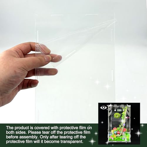 Jumping Spider Enclosure,DIY Insects Habitat,Small Reptile Terrarium Glass House Accessories Set,with Temperature and Humidity Detector Water Feeder Platform Hide,5.5“x5.5”x9.5“ (Luminous Mushrooms) - color: Luminous mushrooms