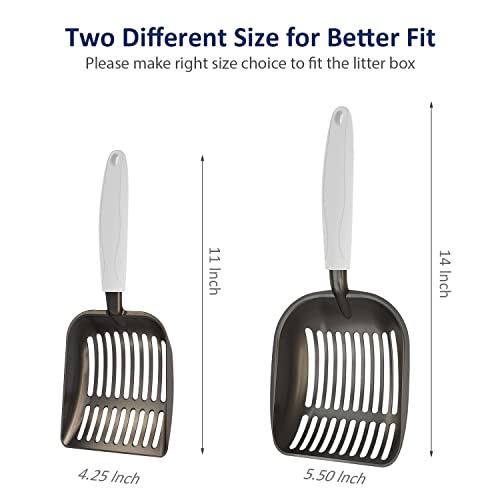 WePet Cat Litter Scoop, Non-Stick Plated Aluminum Alloy Sifter, Kitty Durable Metal Scooper, Deep Shovel, Long Handle, Kitten Pooper Lifter, Size Medium, Coated Black Body with Grey Handle - color: #05 Grey, size: Medium