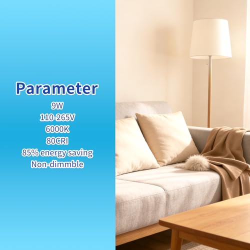 2PK Full Spectrum Light Bulbs, 9W, 6000K Natural Light that Mimic Sunlight, Boosts Mood, Energy, Focus, A19, Sunlike Happy Light Bulbs with E26/27 Base for Most Lamps - size: 2PK