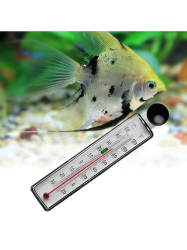 Fish Tank Thermometer, Submersible Digital, Dual Scale, Easy Read, Waterproof, Floating, with Suction Cup, for Reptile Terrarium Turtle Tank