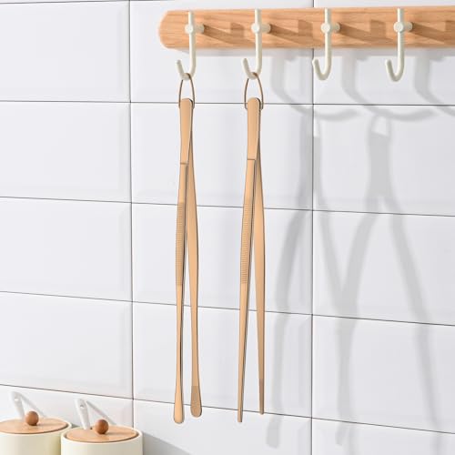 DEHOV 12 Inch Stainless Steel Kitchen Tongs For Cooking Tweezers, Rose Gold Metal Long Food Tweezers, BBQ Grilling Tongs For Spaghetti - color: Rose Gold