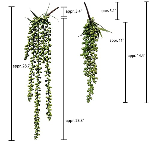 Supla 4 Pcs Artificial Hanging Succulents Faux Burro's Tail Picks Trailing String of Pearls Succulents Fake Greenery Sprays for Basket Planter Centerpiece Floral Arrangement Indoor Outdoor Decor