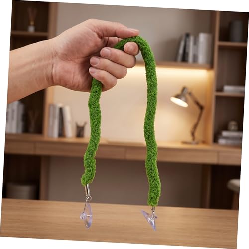 Reptile Jungle Vine Climbing Rope for Lizards and Reptiles, Realistic Green Plush Moss Rope with Stable Climbing Support and Bendable Design for Terrarium and Lizard Tank
