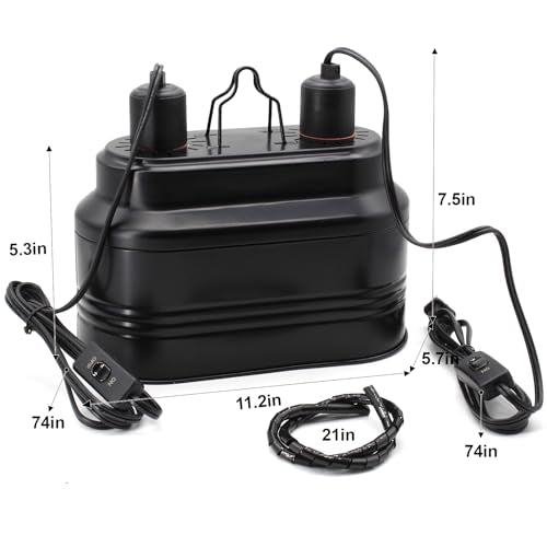 MECESOR Dual Reptile Lamp Fixture with Independent Switches, UVB & Basking Bulb Holder for Glass Terrarium Habitat - Reptile Light Fixture for Bearded Dragons,Turtles,Snakes & Lizards
