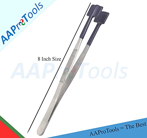 Pack of 2 8 Inch Rubber Tipped Tweezers PVC Silicone Coated Soft Non Marring Flat Tip Lab Industrial Hobby Craft Tweezers Tools