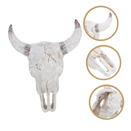 Toyvian Resin Cattle Skull Aquarium Decor Unique Reptile Hideout for Terrarium for Geckos Lizards and Spiders Artificial Habitat Ornament