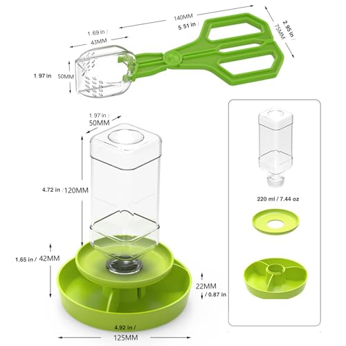 2-in-1 Reptile Feeding Water Bottle and Feeding Clamp,Automatic Feeders Bowl for Bearded Dragon Gecko Snake Lizard Turtles and Other Small Animals
