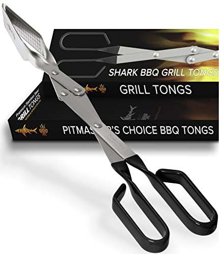Grill Tongs - 17 inch Black. Professional steak grilling utensil. Long reach Barbeque Grilling Tongs. Ideal for steak, fish, burger, and sausage - color: Black Steak Tongs