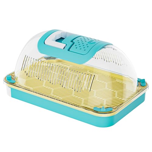 Small Animal Carrier & Insect Carrier with Clear View Lid – Ventilated Habitat Box & Removable Tray for Hamsters, Lizards, Hermit Crabs, Insects, Butterfly Habitat Observation - color: Blue