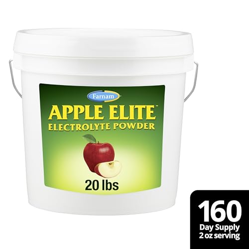 Farnam Apple Elite Horse Electrolytes Powder Supplement, Replaces Vital Minerals, Encourages Hydration, Sugar-Free, Contains Sodium, Potassium, Calcium & Magnesium, Apple Flavored, 5 lb - size: 20 pounds