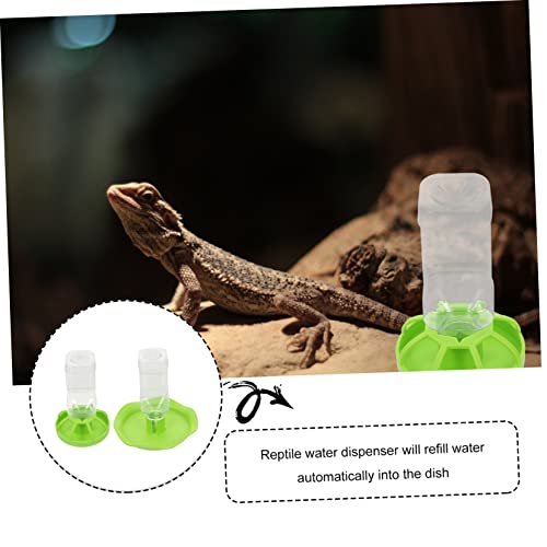BESPORTBLE 2sets Reptile Feeding Bowls Green Plastic Water and Food Dishes for Small Reptiles Safe and Smooth Surface for Lizards and Tortoises