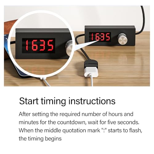 PowerFlow Adjustable USB Timer Cable Programmable Countdown Power Off Switch with Digital Display for USB Fan Lamp Night Light Aquarium 5V Devices