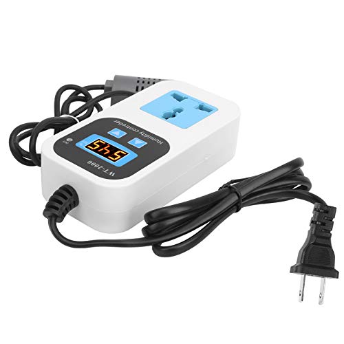 Digital Humidity Controller WT-2000, Plug in Humidistat with Sensor, 0.1% RH Accuracy, 110-220V Outlet Switch for Humidifier Dehumidifier, Greenhouse, Home, Mushroom