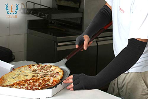 Cut Heat Bite Resistant Arm Sleeves –EN388 Certified Arm Protection Sleeve for Welding, Cooking, Cat & Dog Handling - color: Black