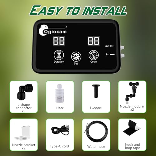 Automatic Reptile Mister System, Reptile Humidifiers Smart Misting System, Snake Mister Smart (2 Nozzles)