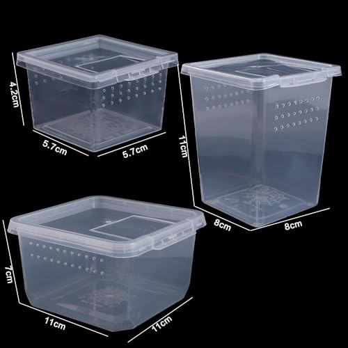 Small Reptile Breeding Box for Reptiles Small Snake Turtle Spiders Geckos Frogs Breeding Box Case Feeding Hatching Container Transparent(A) - style: A