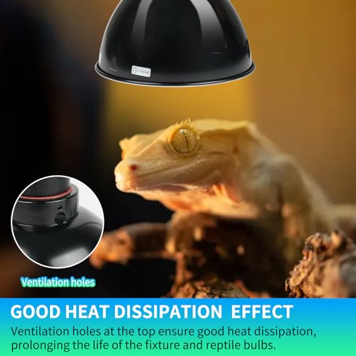 Reptile Light Fixture with Dimming Thermostat, 8.5 Inch Deep Dome Light Fixture with Timer, Reptile Aluminum Dome Fixture for Basking/Heat/UVA/UVB Lamp Bulb - size: 8.5in Deep Dome(Temperature Display)