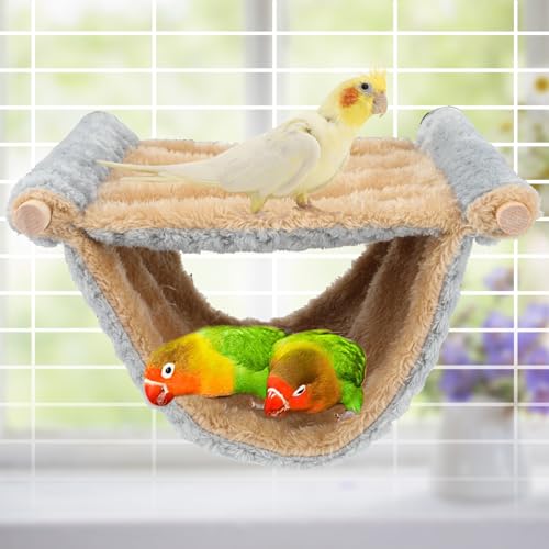 BWOGUE Winter Warm Bird Nest Bed Hanging Hammock Snuggle Hut Parrot House Tent Toy Bird Cage Perch for Parakeet Budgies Cockatiels Lovebird Cockatoo Finch Hamster Chinchilla Guinea Pig - color: Light Gray, size: Medium (9"x7.2")