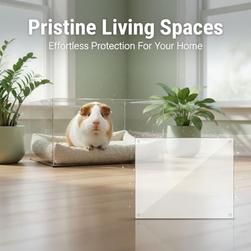 12 Pcs Clear Plastic Cage Guard Panels, 10 x 8.2 in Pet Habitat Siding, Splatter Guard Fence Dividers with 100 Zip Ties for Rabbit Cages, Guinea Pig Enclosures, Small Animal Habitat