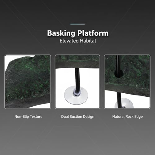 Turtle Basking Platform, Large Floating Adjustable Pier, Reptile Ramp for Aquatic Tank, Resin Rock with Suction Cups, Non-Slip for Climbing Turtle, Frog, Newt, 11 X 4.7 in