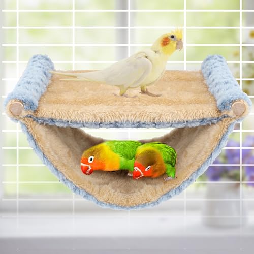 BWOGUE Winter Warm Bird Nest Bed Hanging Hammock Snuggle Hut Parrot House Tent Toy Bird Cage Perch for Parakeet Budgies Cockatiels Lovebird Cockatoo Finch Hamster Chinchilla Guinea Pig - color: Blue, size: Medium (9"x7.2")