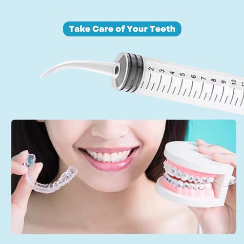 10PCS 12ml/cc Dental Irrigation Syringe - Curved Tip for Wisdom Teeth Cleaning, Tonsil Stones Removing, Lab Use and Feeding Small Pets