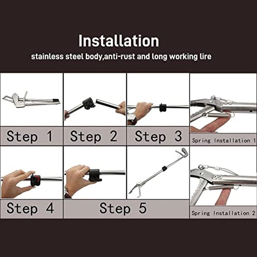 Handling Snake Hooks Heavy Duty Snake Tongs Reptile Grabber Stainless Steel Catcher Wide Jaw with Auto Lock Blunt Teeth Collapsible Design