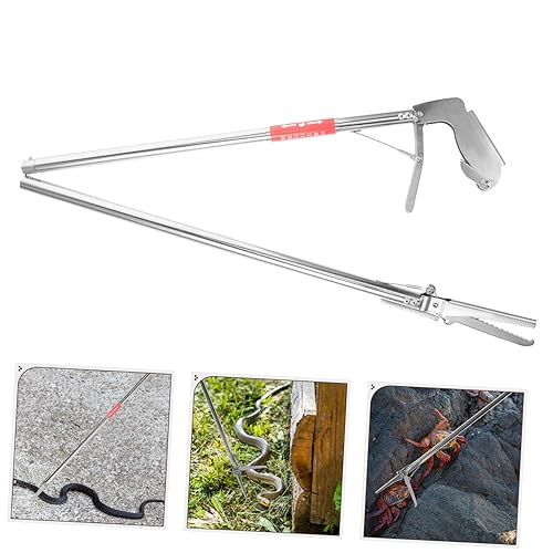 Snake Sticks Useful Snake Catcher Clip Snake Grabber Tool Folding Snake Catcher Clamp Snake Stick Catcher Snake Tong Reptile Grabber Snake Clip Turntable Hook Stainless Steel Crawl