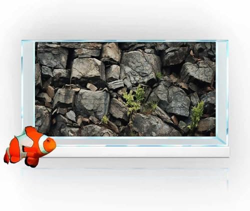 36X18IN Stone Aquarium Background, Rock Fish Tank Background, Natural Rocky Glass Terrarium Background with 8 EVA Double-Sided Tape - color: Stone, size: 36X18in/90X45cm