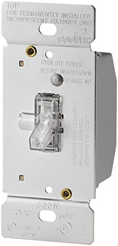Eaton TI306L-K 600-Watt 120-Volt Single-Pole/3-way Lighted Incandescent/Halogen Toggle Dimmer with Non-Preset - color: Clear