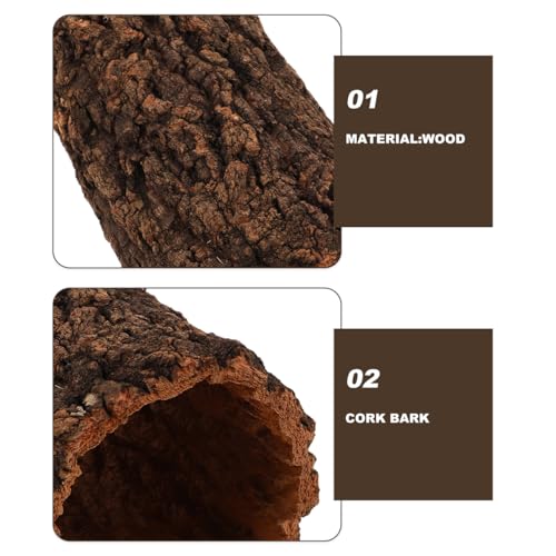 DECHOUS Natural Cork Round Reptile Hideaway 7.9x3.9 Inch Leopard Gecko Crested Gecko Terrarium Decor Wood Bark Hideout Cave for Small Reptiles Amphibians