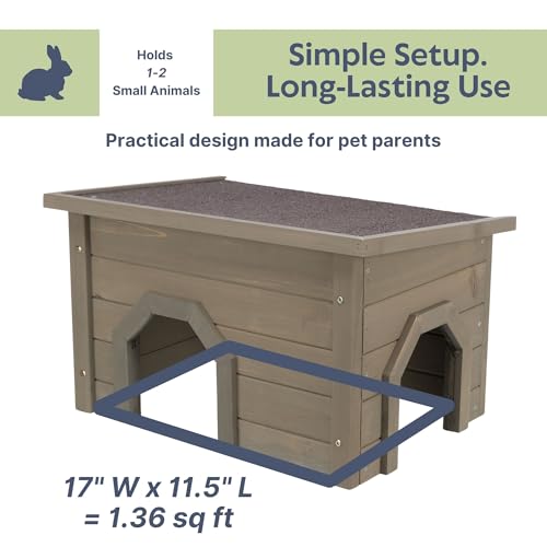 TRIXIE Indoor & Outdoor Small Animal Hideout Shelter for Rabbits and Guinea Pigs, Weatherproof Hide House with Two Entrances, Easy Assembly, Animal-Safe Design