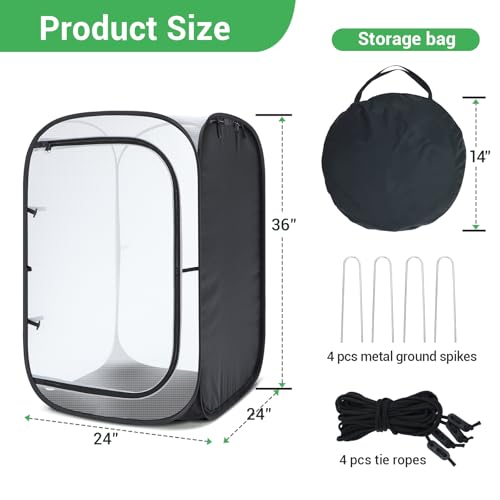 Ohuhu 36'' Garden Mesh Plant Cover, 2 Pack Pop Up Plant Protector Strawberry Cover Garden Net Cage Wind Protection for Plants Outdoor with Storage Bag 24 x 24 x 36 Inches