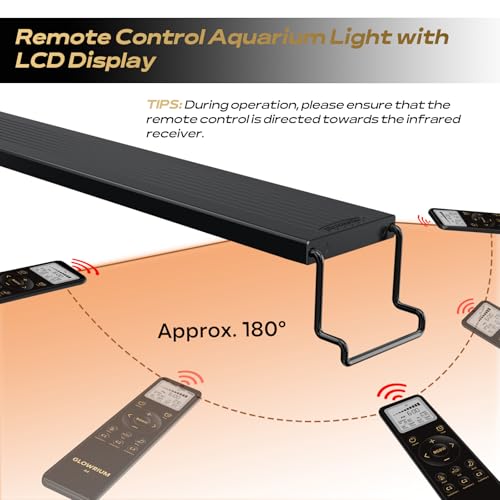 GLOWRIUM LED Aquarium Light with Remote, Full Spectrum Fish Tank Light with Auto Timer, IP67 Waterproof Freshwater Planted Tank Light, Dimmable RGB+W+Moon LEDs with High Performance (30-35inch) - size: 30-35inch